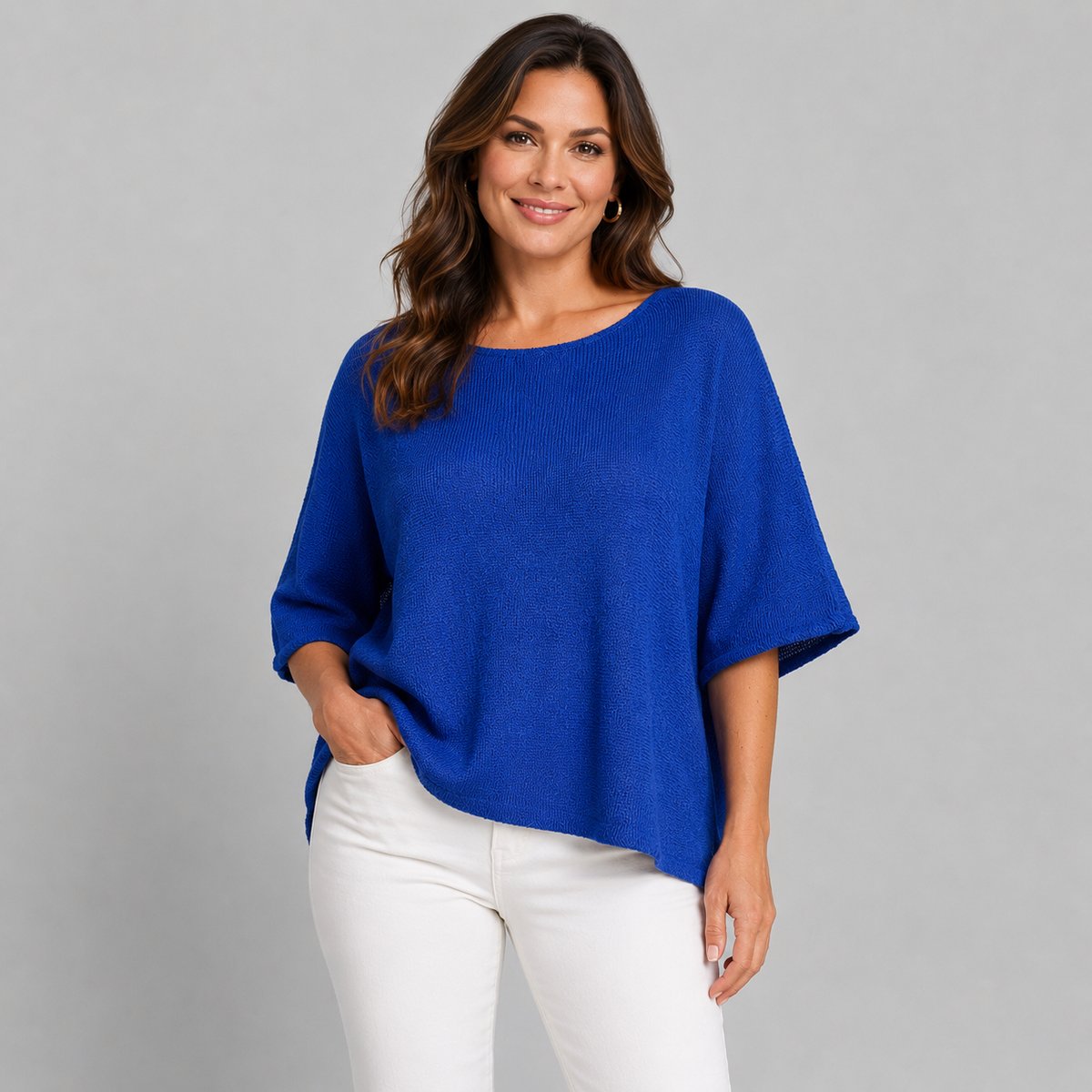 Soft Knit 1/2 Sleeve Slash Neck Jumper