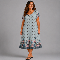 100% Cotton A line Short Sleeve Dress