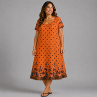 100% Cotton A line Short Sleeve Dress