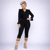 3/4 Length Beaded Scallop Hem Leggings