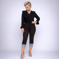 3/4 Length Beaded Scallop Hem Leggings