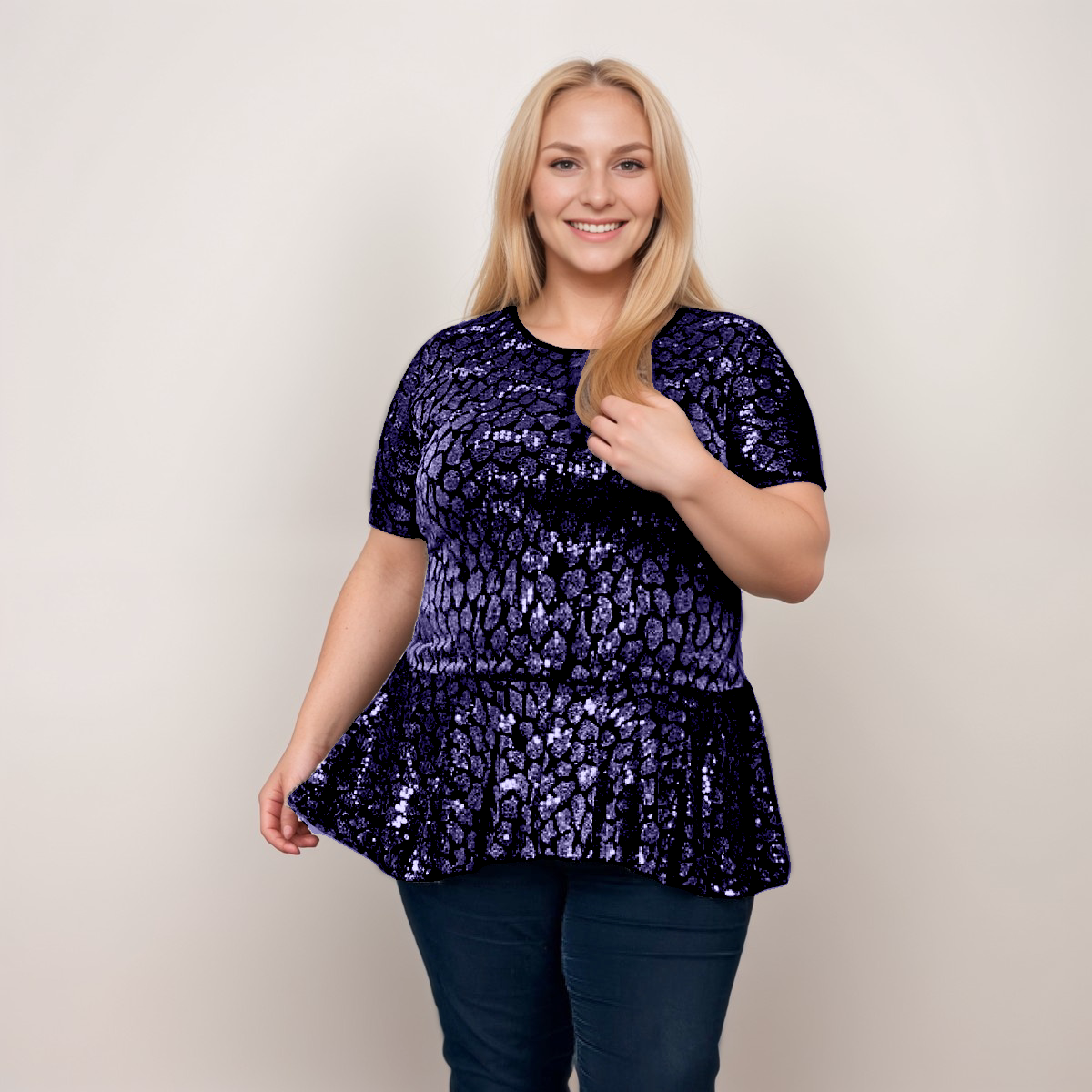 SPARKLY SEQUIN PEPLUM PARTY TOP rockthosecurves