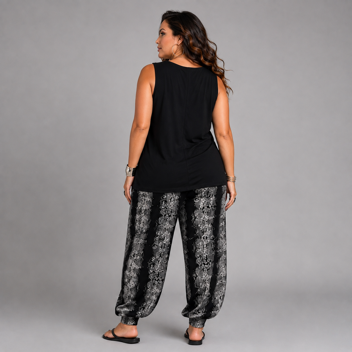 Black Snake Print Harem Pants / Ali Baba Trousers