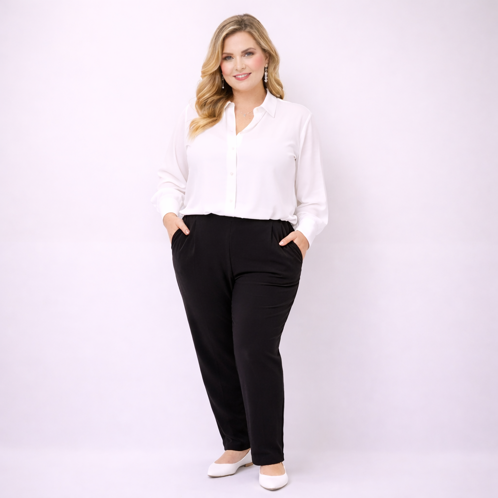 Plain Soft Stretchy Trousers with Side Pockets