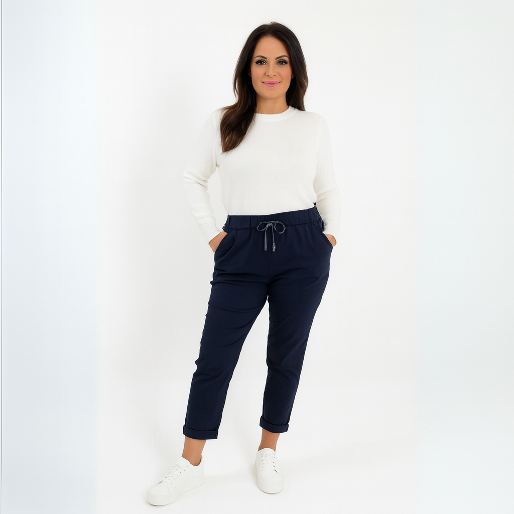 Stretchy Plain Trousers / Jeans with Side Pockets