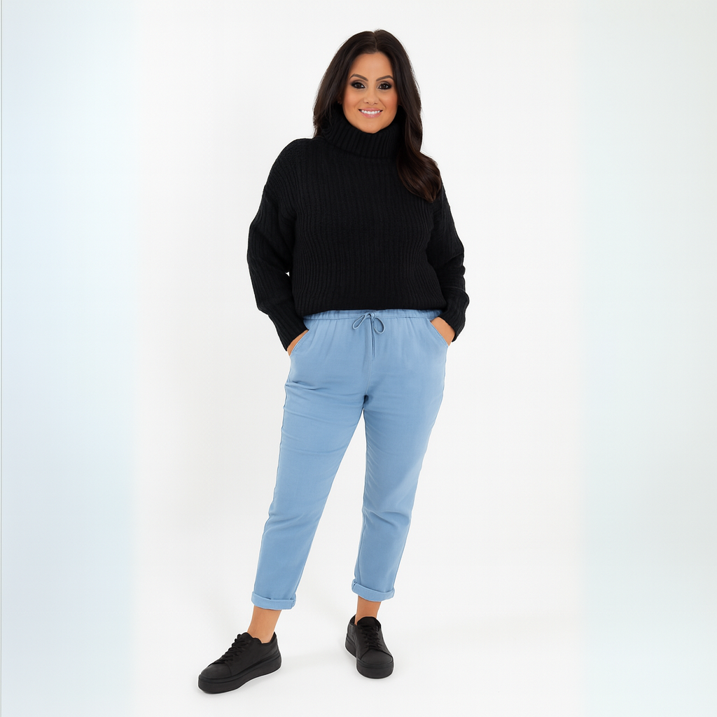 Stretchy Plain Trousers / Jeans with Side Pockets