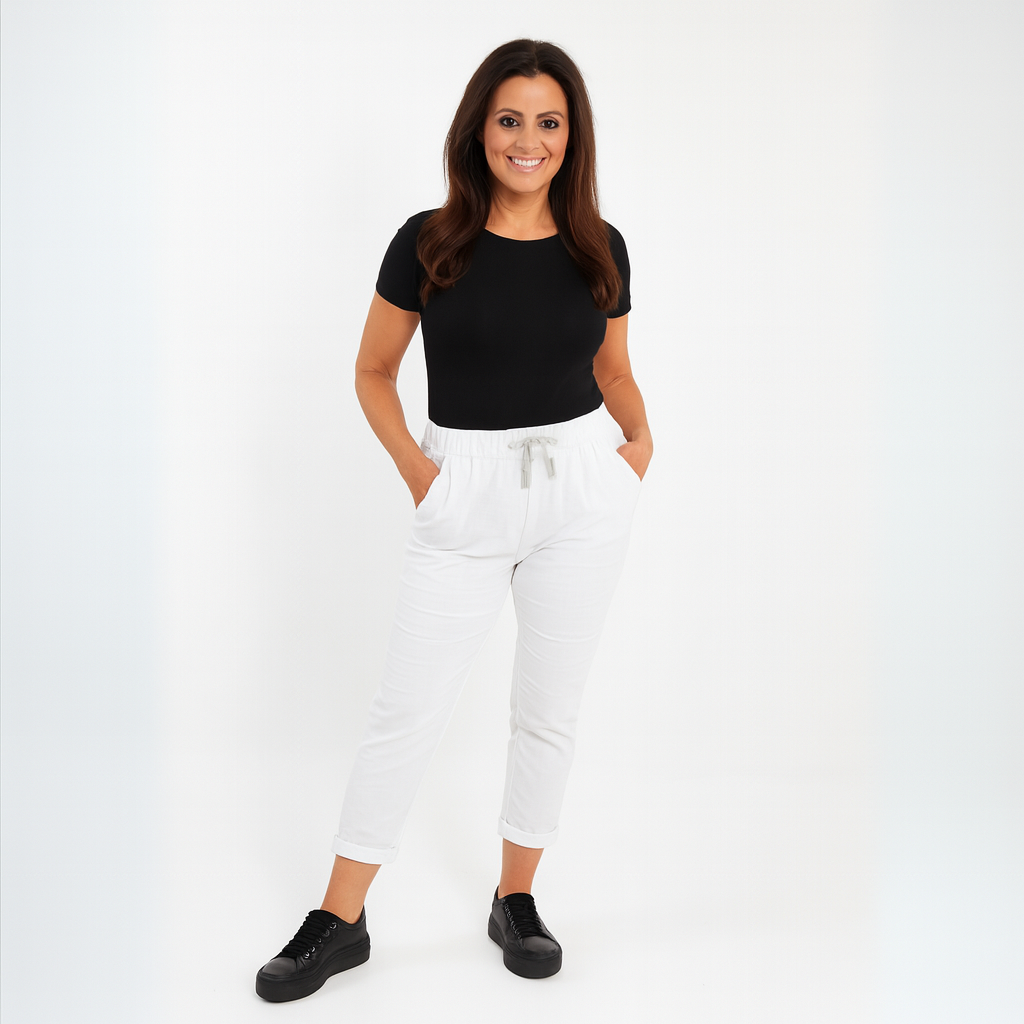 Stretchy Plain Trousers / Jeans with Side Pockets