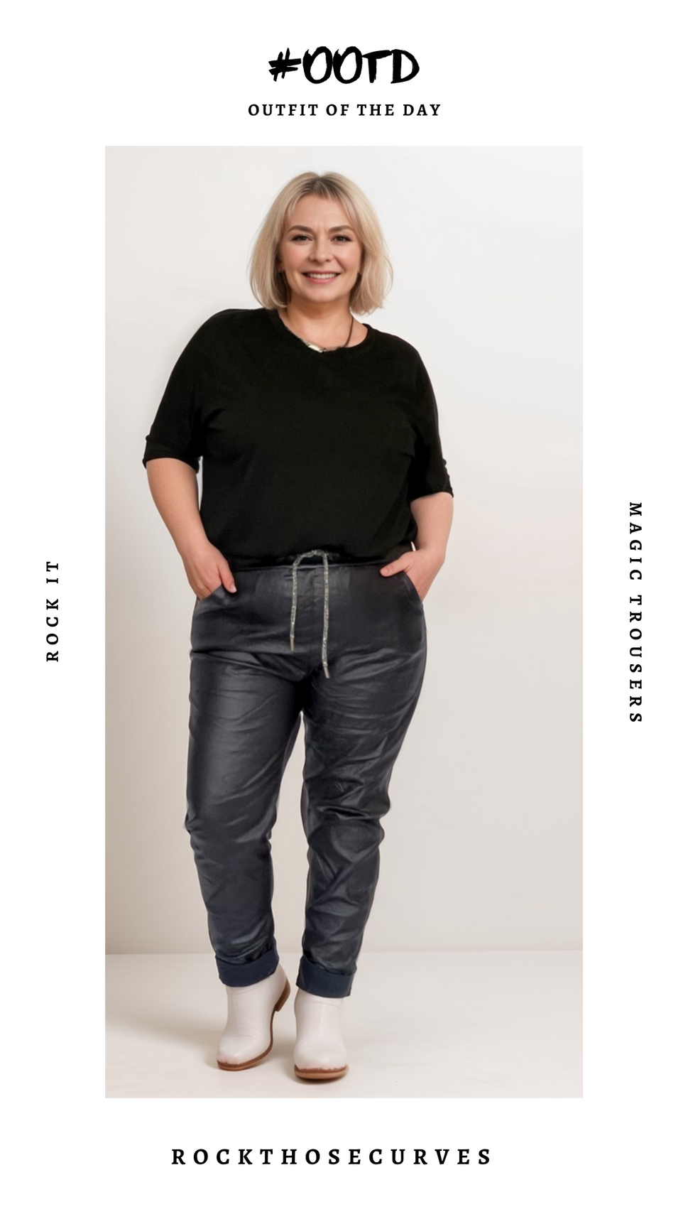 ROCKTHOSECURVES FAUX LEATHER VERY STRETCHY MAGIC TROUSERS / JEANSBlack / UK 12-14