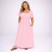 Smocked-Top Summer Dress with Pockets