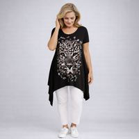 Hanky Hem Long Length Leopard Print Top