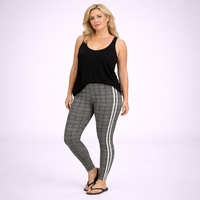 Checked Leggings with Side Stripes