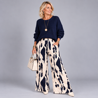 Splash Print Stretchy Elasticated Waist Trousers with Pockets