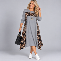 Hanky Hem Midi Dress with Leopard Panels
