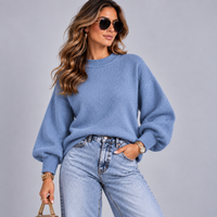 Soft Knit Textured Balloon Sleeve Jumper