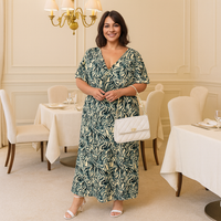 Swirl Print Loose Fitting V Neck Dress
