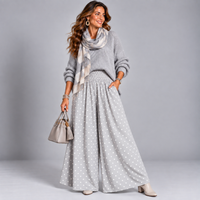 Polka Dot Wide Leg Palazzo Trousers with Pockets