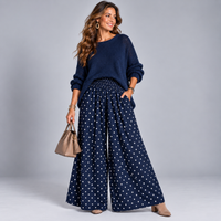 Polka Dot Wide Leg Palazzo Trousers with Pockets