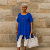 Cut Out Hem Long Length Button Top