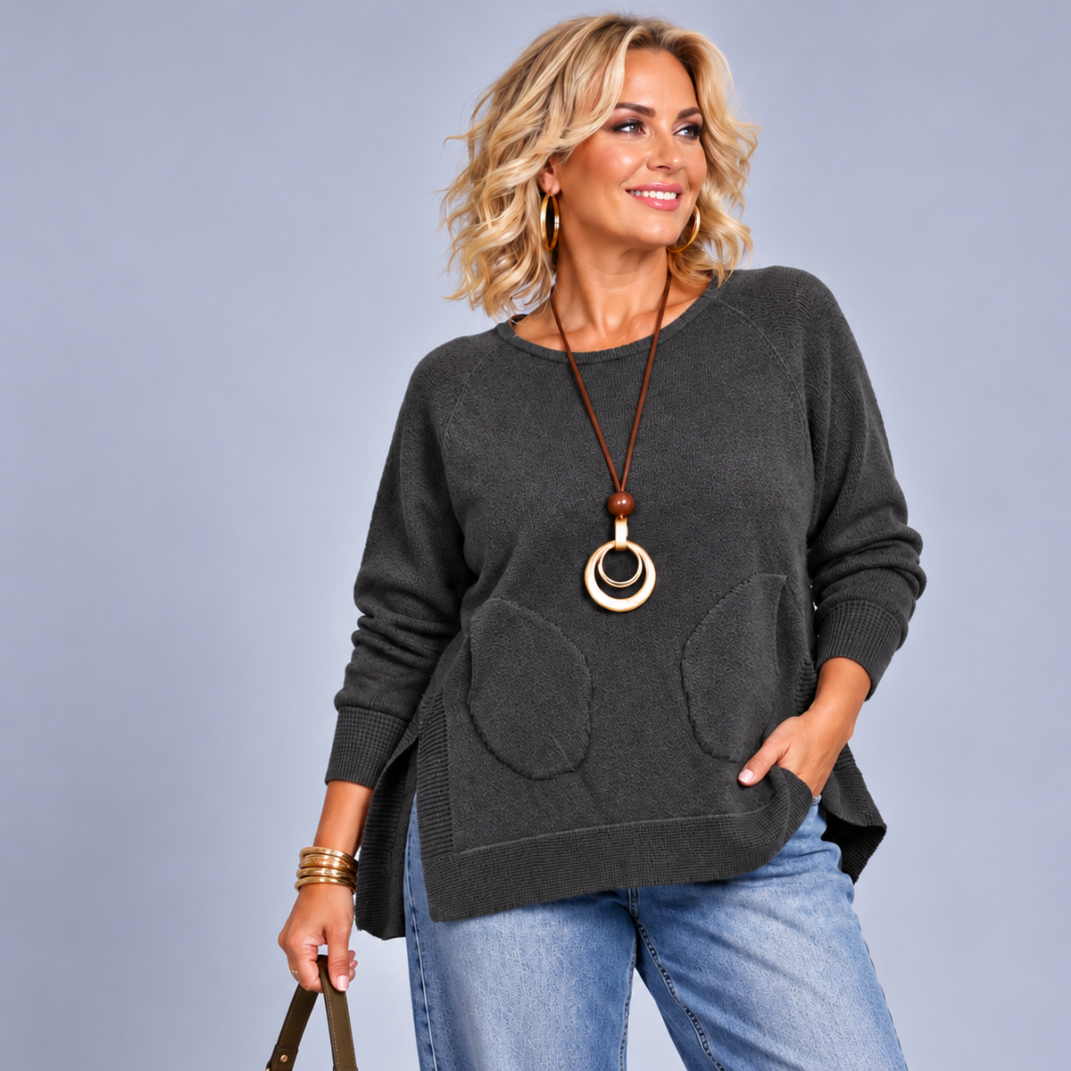 Super Soft Round Neck Jumper with Pockets