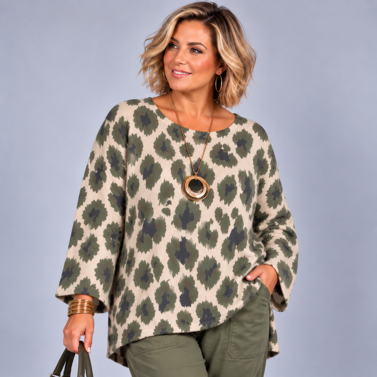 Patterned Soft Long Sleeve Everyday Jumper