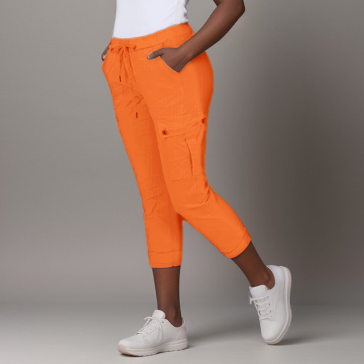 Super-Stretch High-Rise Elastic-Waist Cargo Magic Trousers
