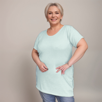 Ribbed Long-Length Tee Plus Size T-SHIRT