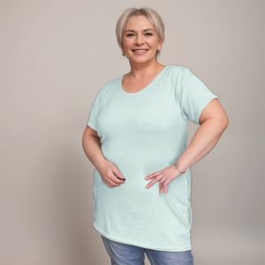 Ribbed Long-Length Tee Plus Size T-SHIRT