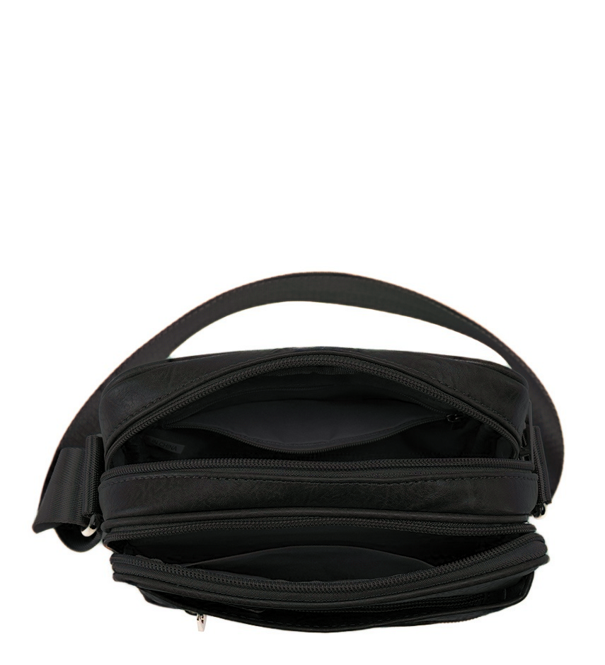 Cross-Body Bag with Zips & Shoulder Straps