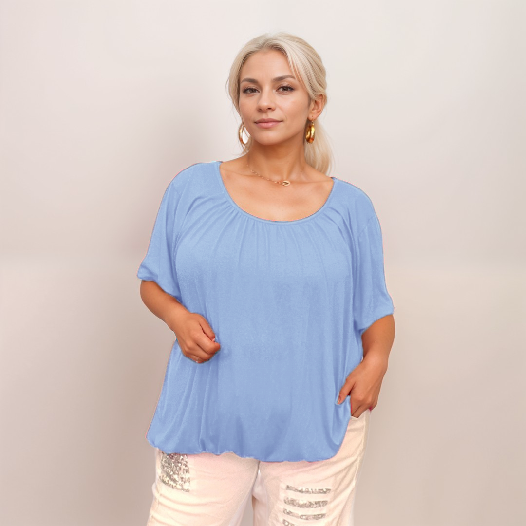 Plain Elasticated Neck & Waist T-Shirt