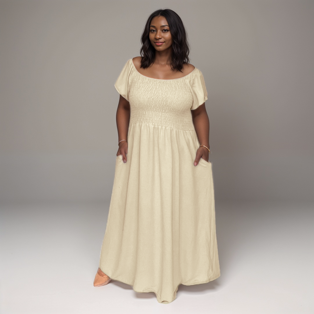 Smocked-Top Summer Dress with Pockets
