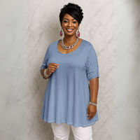 3/4 Button Sleeve Sleeve Swing Top