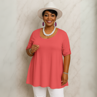 3/4 Button Sleeve Sleeve Swing Top