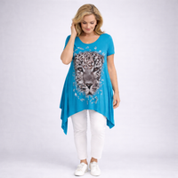 Hanky Hem Long Length Leopard Print Top