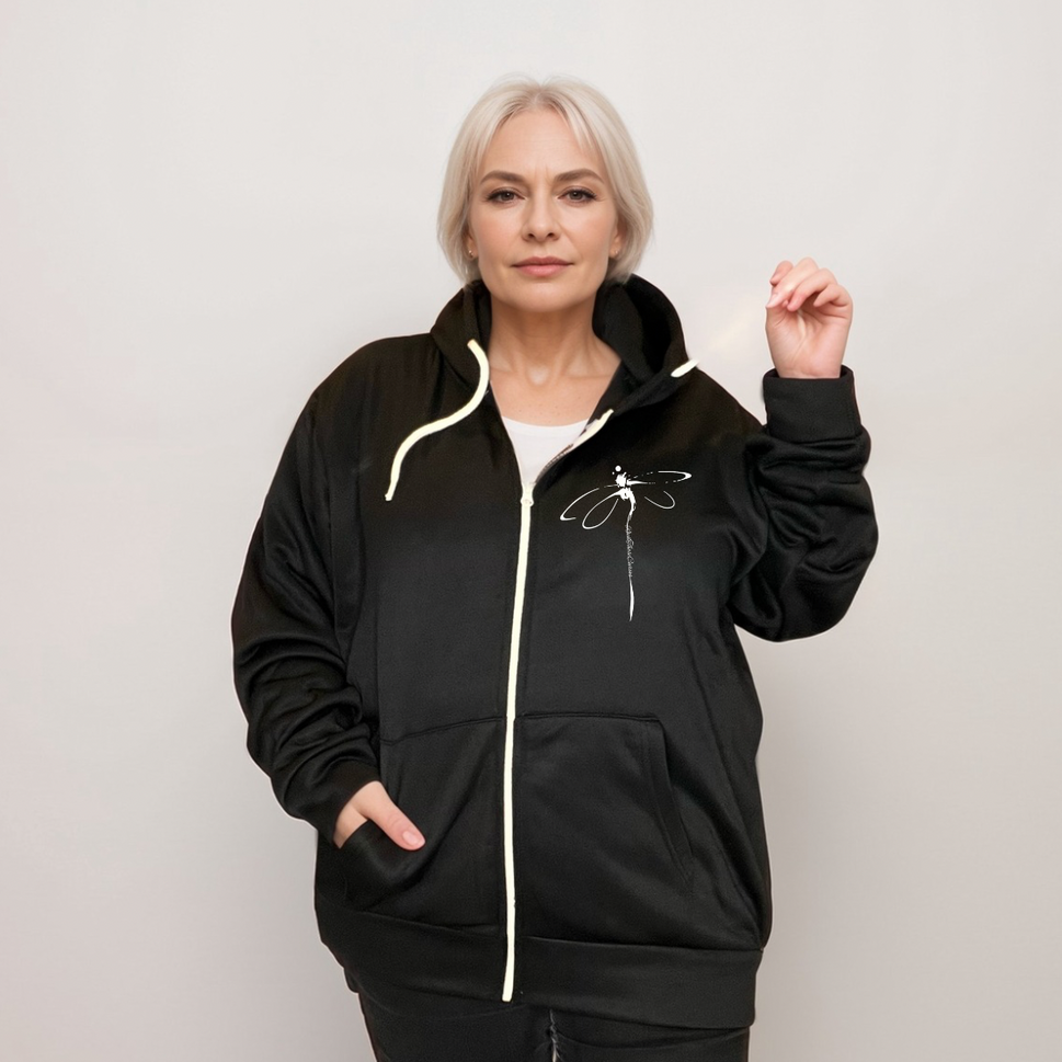 DRAGONFLY ZIP UP HOODIE / JACKETBLACK / UK 14