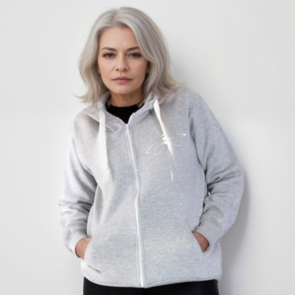 DRAGONFLY ZIP UP HOODIE / JACKETGREY / UK 14