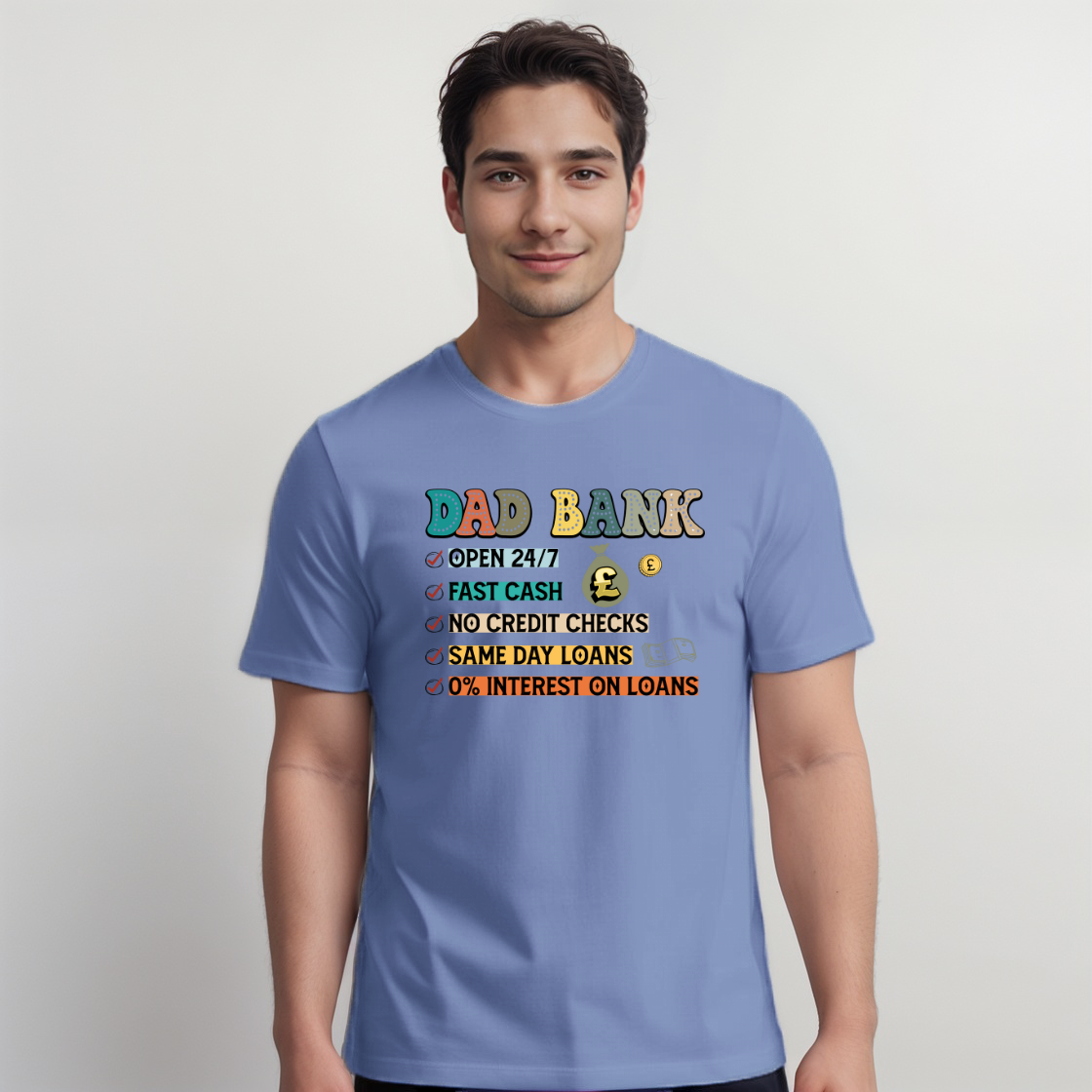 Men’s “Dad Bank” Short-Sleeve Cotton T-Shirt
