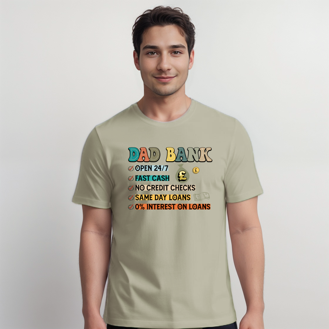 Men’s “Dad Bank” Short-Sleeve Cotton T-Shirt