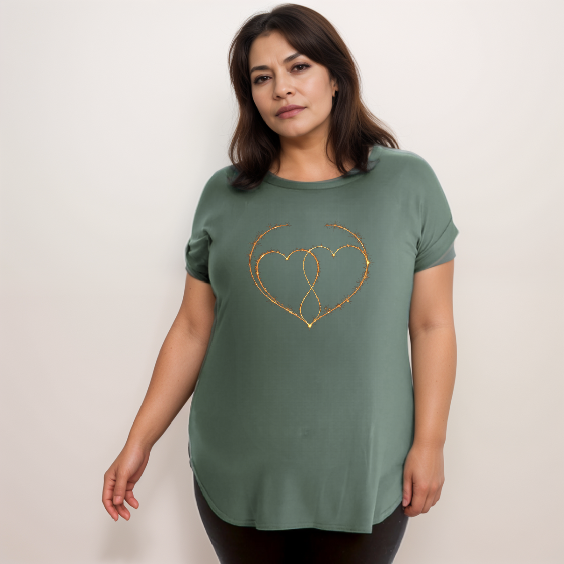 Thorn Hearts Dipped Hem T-Shirt