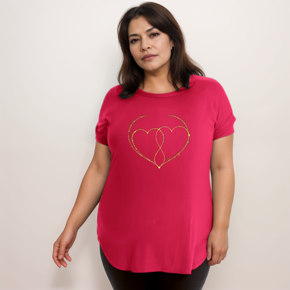 Thorn Hearts Dipped Hem T-Shirt