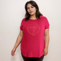 Thorn Hearts Dipped Hem T-Shirt