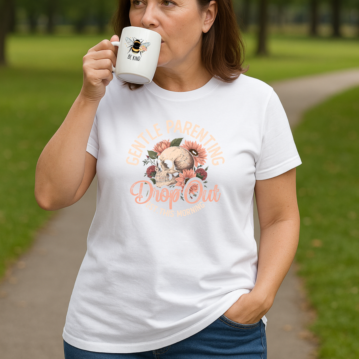 “Gentle Parenting Drop Out” Cotton T-shirt