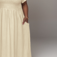 Smocked-Top Summer Dress with Pockets
