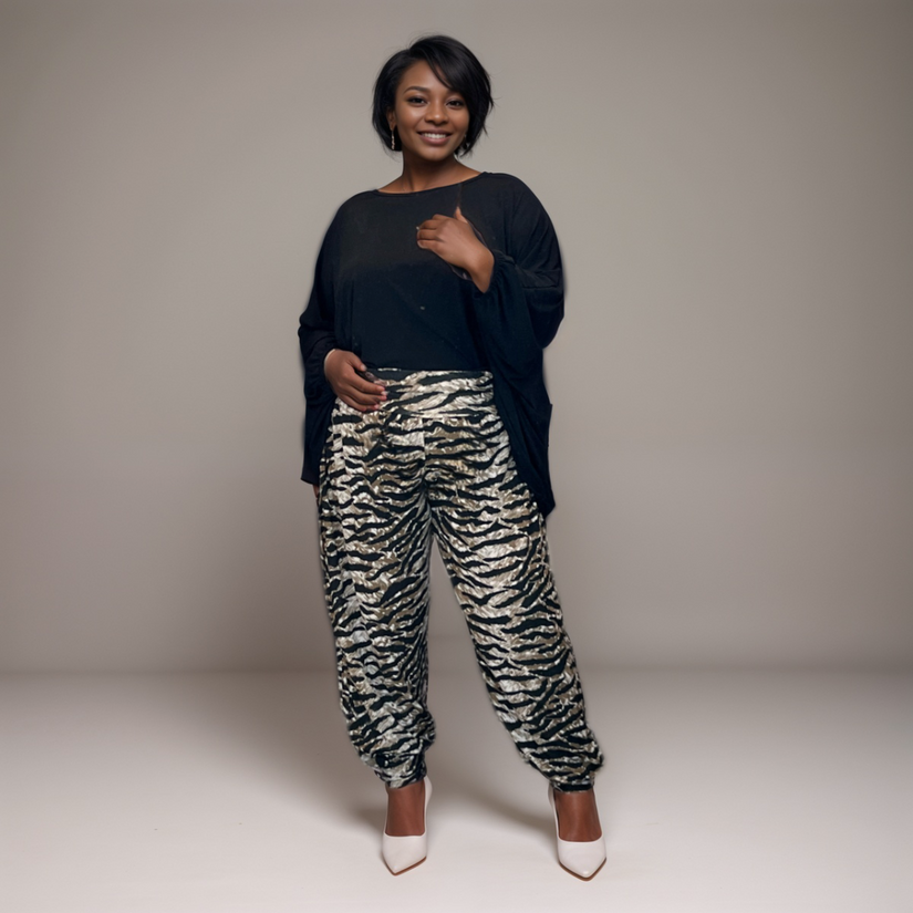 Tiger Print Harem Pants Plus Size