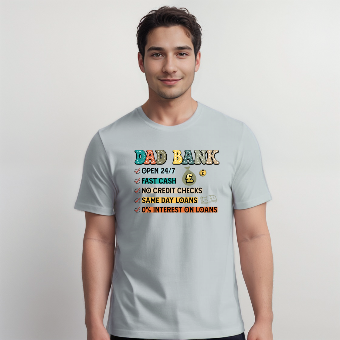Men’s “Dad Bank” Short-Sleeve Cotton T-Shirt