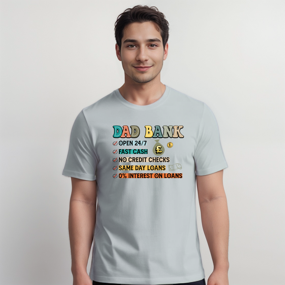 Men’s “Dad Bank” Short-Sleeve Cotton T-Shirt