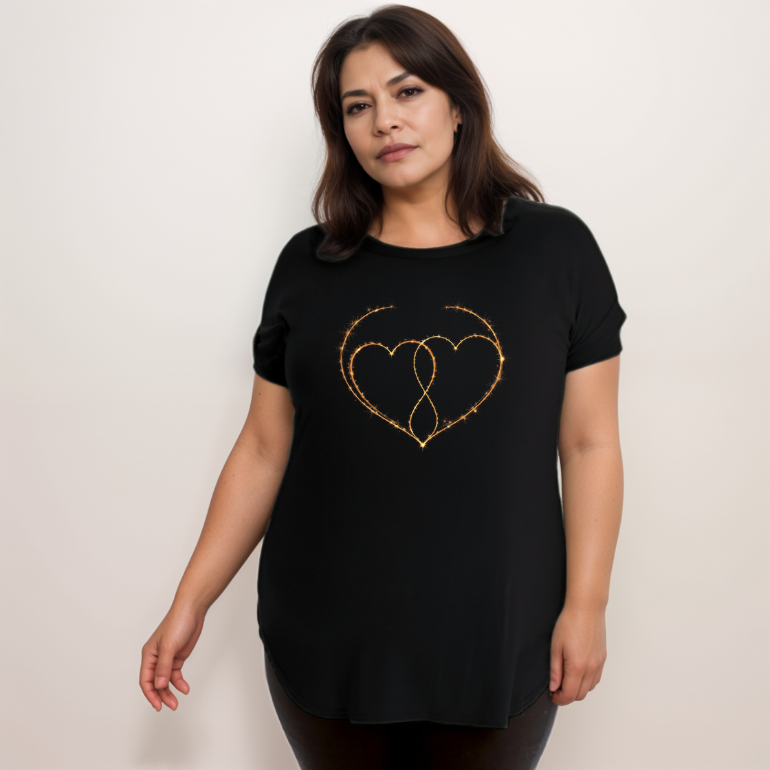 Thorn Hearts Dipped Hem T-Shirt