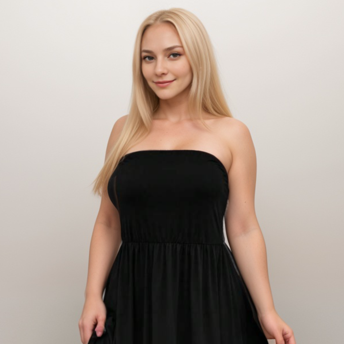 Strapless Striped Hem Maxi Dress
