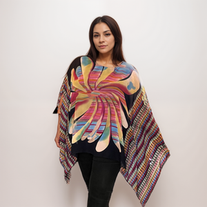 Black Multi-Coloured Kaftan Blouse