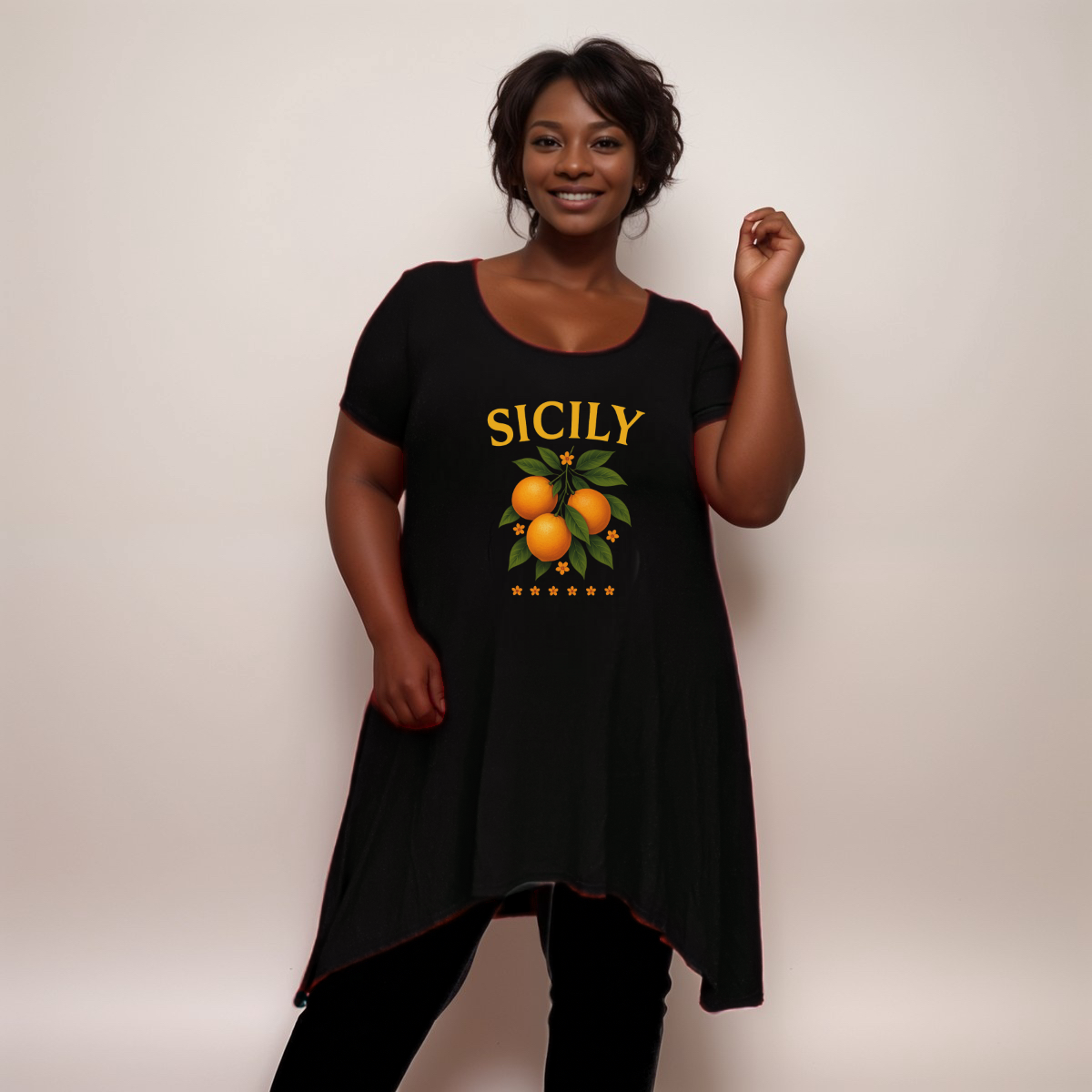 Sicily Orange Hanky Hem Swing Top