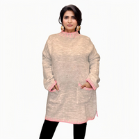 TURTLE NECK LONG JUMPER DRESS WITH BLANKET STITCH EDGING